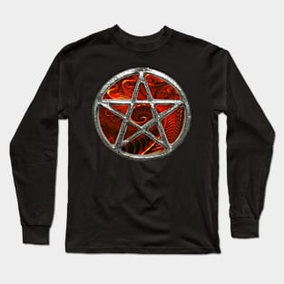 Fire Fractal Pentagram Pentacle Wicca Long Sleeve T-Shirt